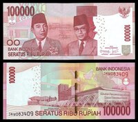 INDONESIAN RUPIAH 100,000 X 10= 1 Million (1,000,000) IDR UNC INDONESIA ...